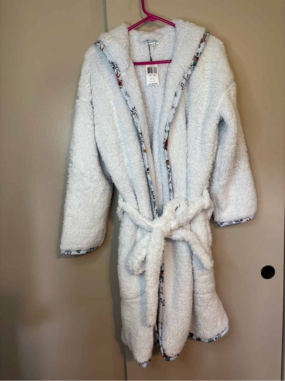Vera Bradley Teddy Fleece Hooded Robe NWT size L/XL